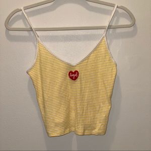 Yellow & white stripped crop top